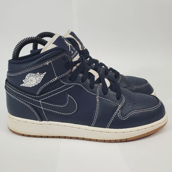 Nike Air Jordan 1 Retro Mid GS 'Obsidian' Sz-4Y 554725 402 - Picture 1 of 10